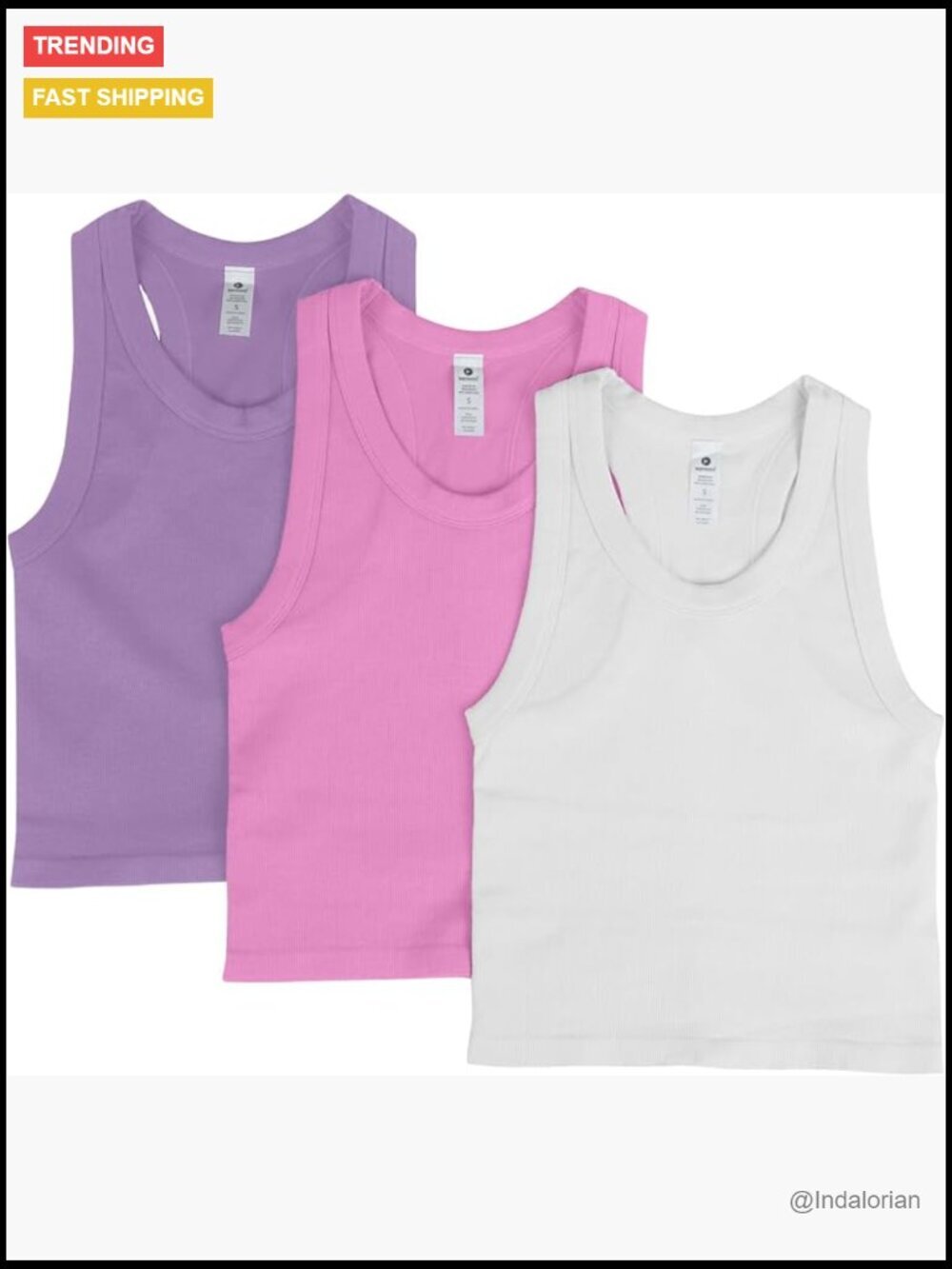 3 Pack Seamless Ribbed Fitted Racerback Tank Tops Scoop Neck Sleeveless